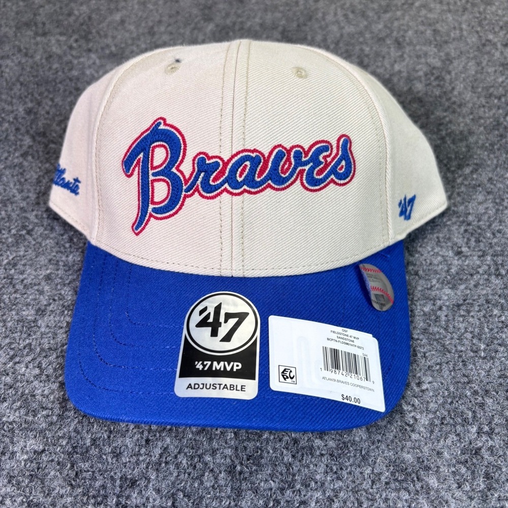 '47 Brand Atlanta Braves Hat Mens OSFA Sandstone Blue Snapback New MLB Baseball